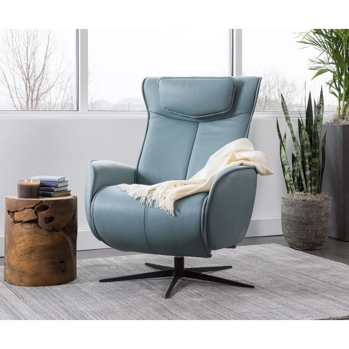 Ebern Designs Leather Recliner with Ottoman Wayfair